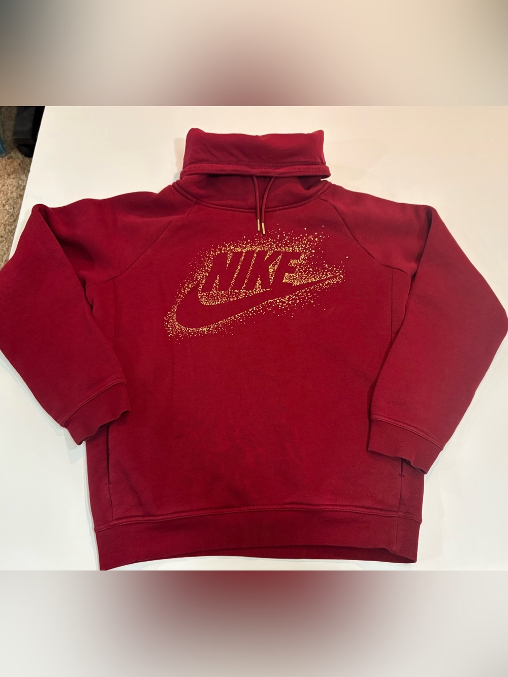 Women’s RALLY Nike Burgundy Pullover Hoodie with Gold Speckle Logo Size Small